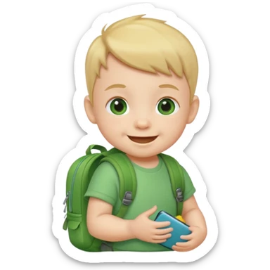 baby baby wear green backpack sticker
