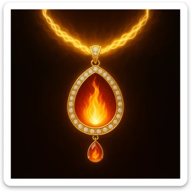 Replace the dark void with a small, powerful flame inside the pendant sticker