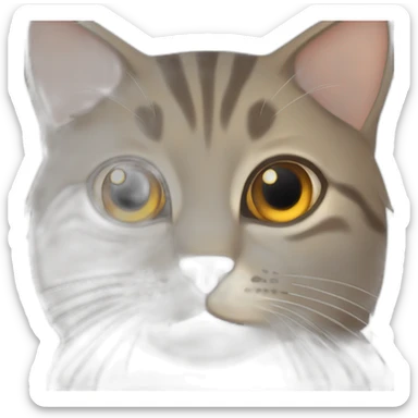 Tabby slightly brown gray cat with beige mouth and dark nose and big cheeks and orange golden eyes sticker
