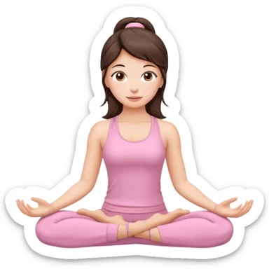 brunette yoga girl light pink clothes n sticker