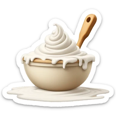 Swirl of white icing and spatula in a tan bowl  sticker