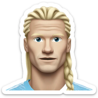Erling Haaland with long hairs Manchester City sticker