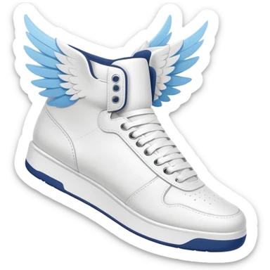 minimalist white winged sneakers, mid air as if they are flying sticker