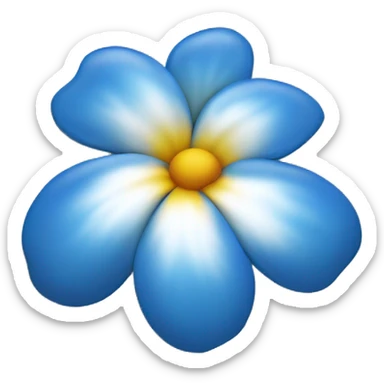 La imagen muestra una flor azul y blanca con estambres amarillos en el centro sobre un fondo blanco.Y que la flor se parezca a una de hawaii sticker