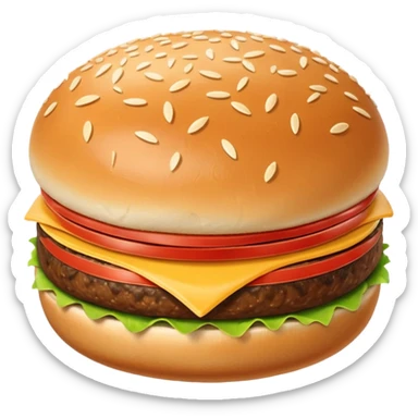 single hamburger bun, smooth golden-brown domed top with white sesame seeds, soft pillowy base, clean edge, no filling or extras, soft lighting, emoji scale sticker