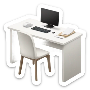minimalist-clean-work-desk-with-white-wood-colorway-front-view sticker
