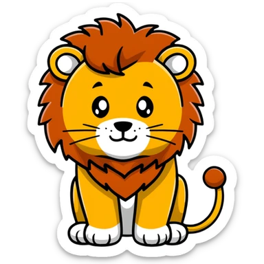naughty lion looking sideways with mischievous expression sticker