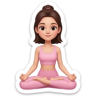 Chica haciendo yoga que sea bonita cabello castaño oscuro y ropa de yoga rosa claro sticker