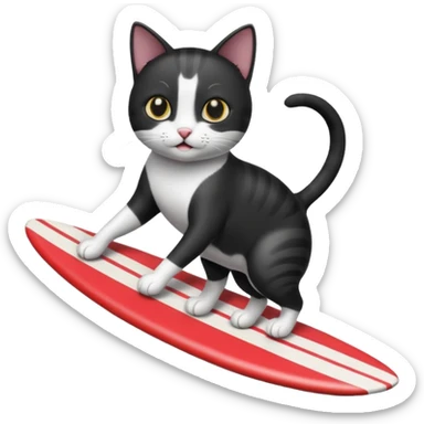 Gato negro y blanco haciendo surf sticker