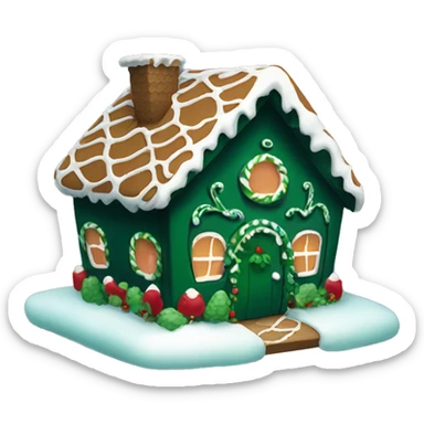 Cosy dark green gingerbread house  sticker