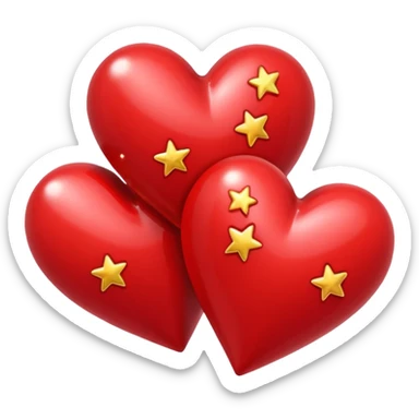 Two red hearts one beyond another with some stars in both the hearts sticker