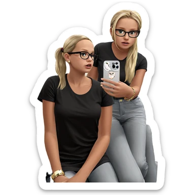 blonde girls with accessories sitting sticker