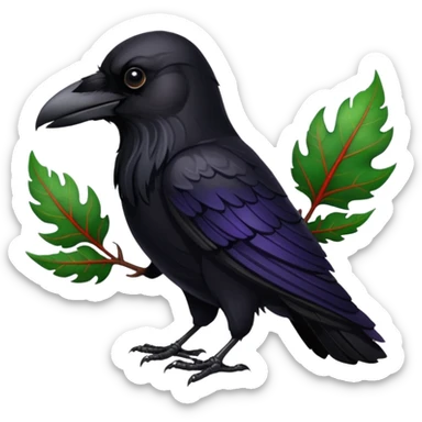 A raven holding a weirwood leaf sticker