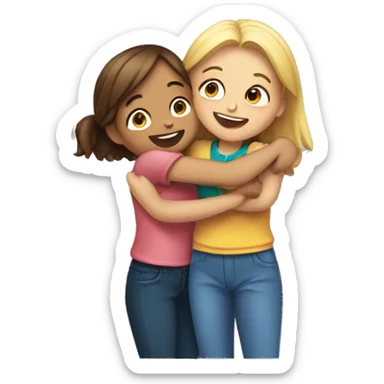 girl giving a hug to another girl sticker