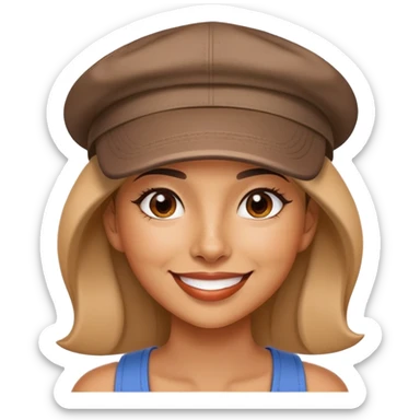 stylish latin-american woman wearing a cap and smiling with a small mole mark on her right chin sticker