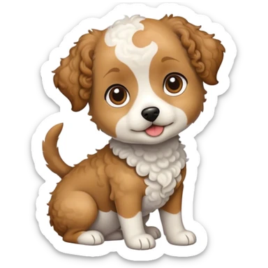 Shorter haired curly white and tan small dog sticker