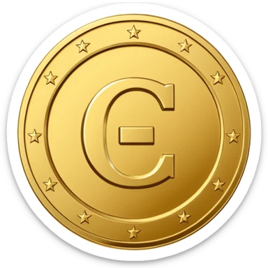 A premium gold coin icon with a clean, modern embossed design-system emblem in the center. No currency symbols. Center symbol: a simplified design-guideline glyph such as a minimal grid,  a C-shaped “credit” monogram, or three aligned dots representing design tokens.   sticker