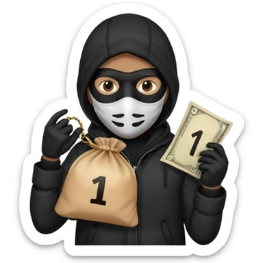 Un voleur avec un sac écrit 1 $ sticker