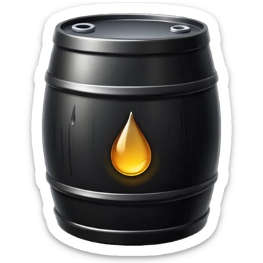 generate an ultra realistic black metal barrel without rust and with a black drop of oil on it sticker