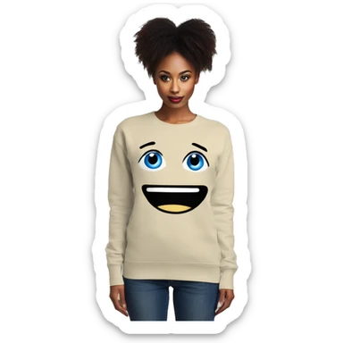 Blue eye women beige sweater sticker