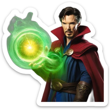 Doctor Strange, casting a spell in hyper-realistic style. sticker