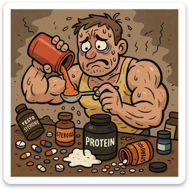  bodybuilder che fa dosaggi a caso, e quindi sta male sticker