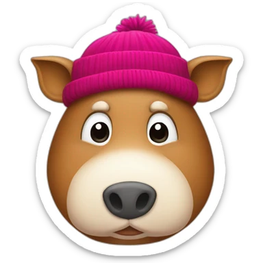 Full face apple style unemotional boar with stubble in a winter hat sticker