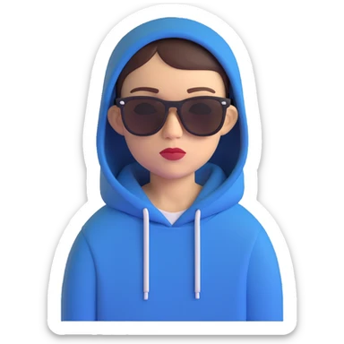 Jul French rap artist short hair sunglasses hoodie cool cartoon style sticker