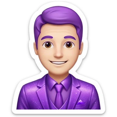 man office supervisor wearing glitter purple glittery clothes sticker
