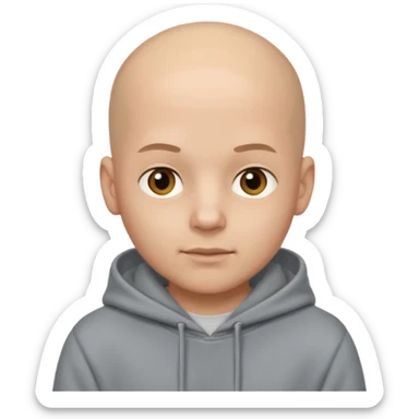 Bald boy in hoody sticker