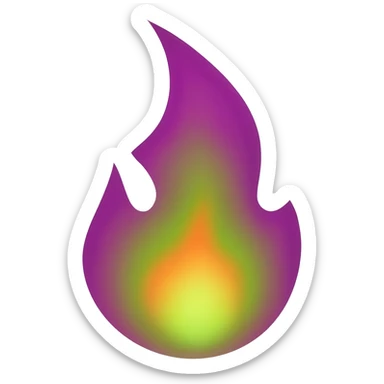purple,green, and orange flame sticker