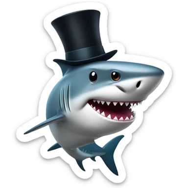 Shark with a top hat sticker