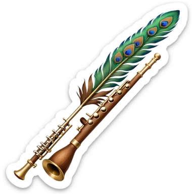 Normal Flute attached with peacock feather sticker