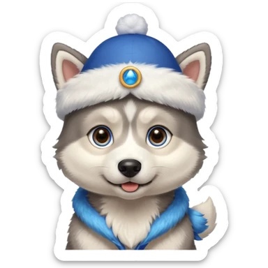 Pups husky in new yaer hat sticker