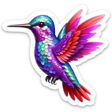 hummingbird with red and purple with glitter sticker