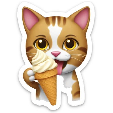 Cat eating ice cream sticker