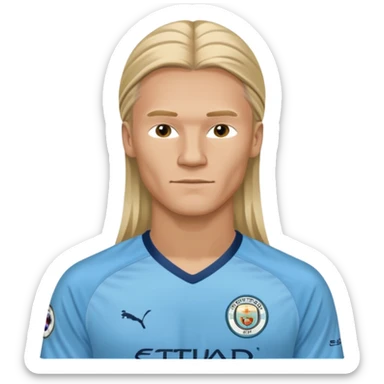 Erling Haaland long hair doing the lotus Manchester city  sticker