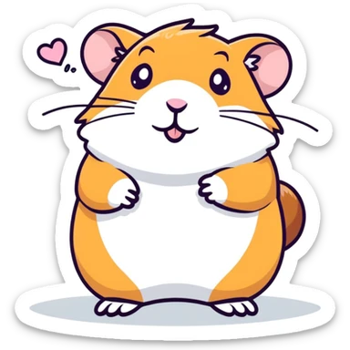hamster blowing a kiss, cartoonish sticker style sticker