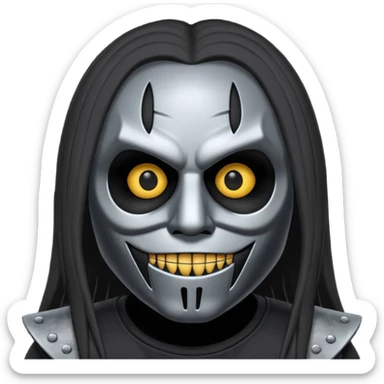 Um emoji gotico com a máscara de espinhos do integrante do slipknot joey jordison sticker