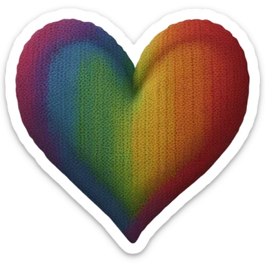 Rainbow knitted heart sticker