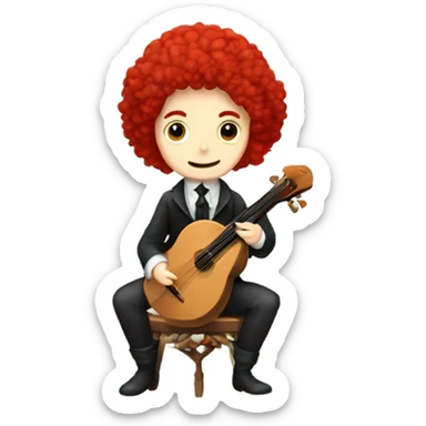 Antonio Vivaldi composer Red wig old chibi sitting chair banjo sticker