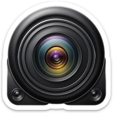 A simple camera lens, apple emoji style, front view, no face sticker