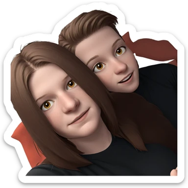 smiling girl with two boys sticker