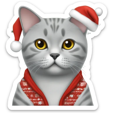 British shorthair cat wearing christmas Sweatshirt  sticker