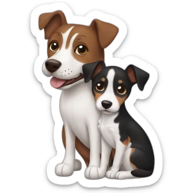 Black mackerel cat hugging brown Jack Russell dog sticker