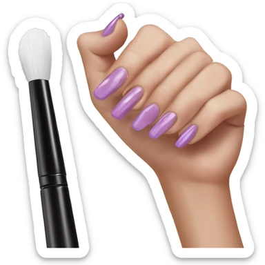 French tip nails and nail polish brush sticker