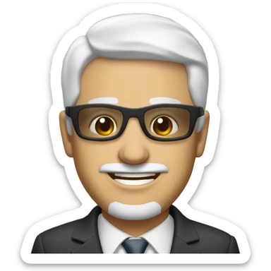 A middle age beardless smiling businessman with short white hair wearing sunglasses. sticker