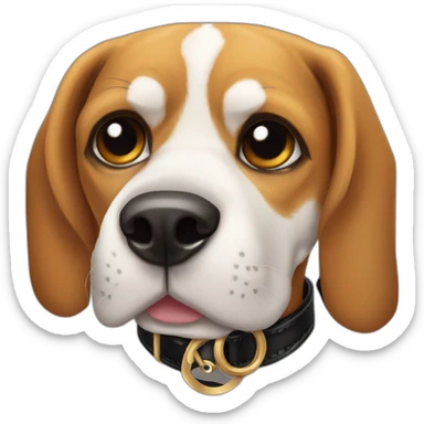 beagle with black collar and full dark skull medallion  sticker