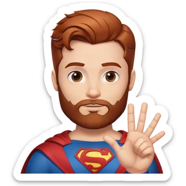 Adult Superman with redish brownish hair and full beard making hand heart emoji sticker