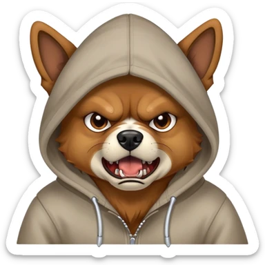 Dog wearing hoodie angry  sticker